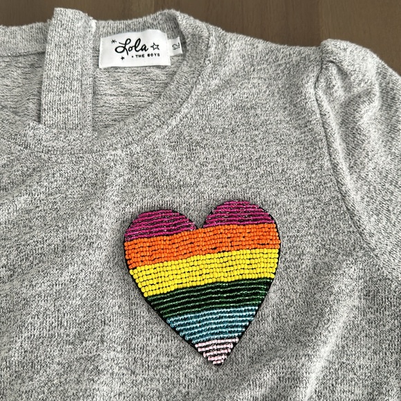 Lola + The Boys NWOT girl’s romper with beaded heart, size 12 - Picture 5 of 6